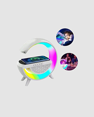 Bluetooth 5.0 Hoparlör – Kablosuz Şarj, RGB Gece Lambası ve FM Radyo