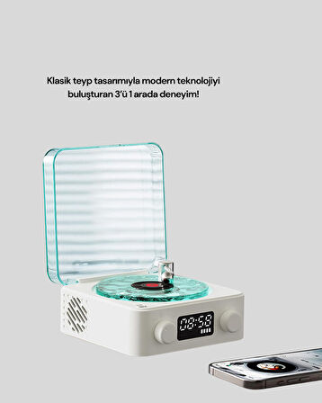 Dekoratif Gece Işıklı Bluetooth Hoparlör – Zaman ve Pil Ekranlı