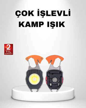 Mini LED Anahtarlık Fener – Şişe Açacağı, Tornavida, Düdük ve USB Şarj Özellikli