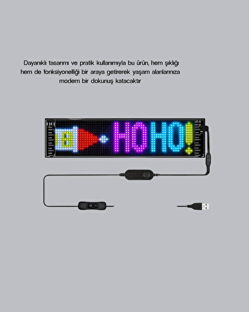 RGB LED Panel – Çok Renkli, Kumandalı, USB Bağlantılı Yazı ve GIF Gösterimli Akıllı Lamba