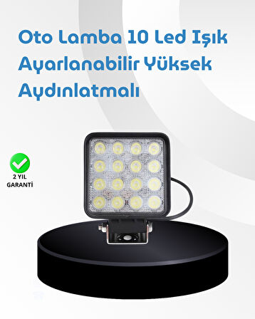 16 LED Geniş Açılı Araç Aydınlatma Farı | Yüksek Parlaklık, Dayanıklı Gövde
