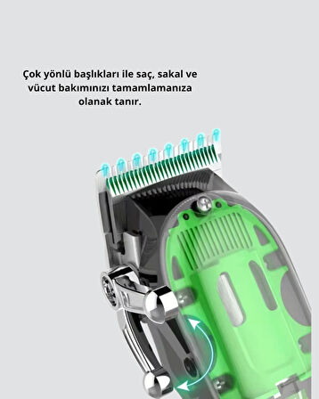 Islak ve Kuru Kullanıma Uygun Çok Amaçlı Tıraş Makinesi – 3 Başlıklı, Seyahat Tipi