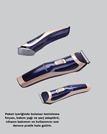 Profesyonel Şarjlı Saç ve Sakal Kesme Makinesi – Unisex, 12 mm Ayarlanabilir Başlık