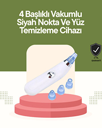 USB Destekli 4 Başlıklı Siyah Nokta Vakum Cihazı – Gözenek Temizleyici ve Cilt Yenileyici Bakım Aleti