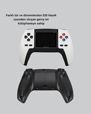 520 Klasik Oyunlu P5™ ControllerView Retro Konsol – Şarjlı, AV Giriş Destekli, Ergonomik Tasarım