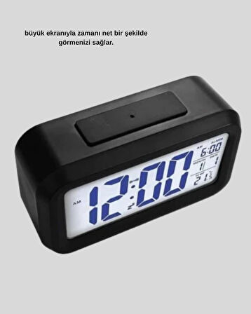 Dijital Masa Saati Sensörlü Aydınlatmalı Alarm ve Sıcaklık Ölçerli