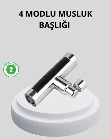 360° Dönebilen Musluk Başlığı 4 Fonksiyonlu Su Tasarruflu ve Dayanıklı