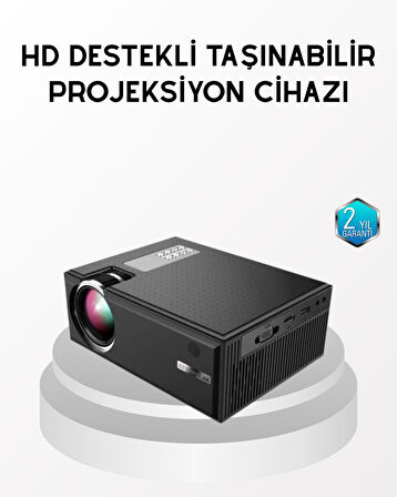 Full HD 1080p Projeksiyon Cihazı Taşınabilir LED Teknolojili ve HDMI Uyumlu