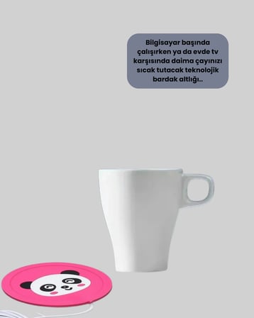 Silikon Hayvan Figürlü USB Bardak Altlığı Isıtıcısı 1.2m Kablolu 60° Isı Koruma