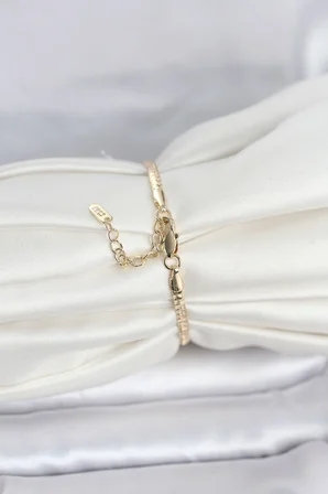 CM 14K Gold Renk Yassı Zincir Model Kadın Bileklik