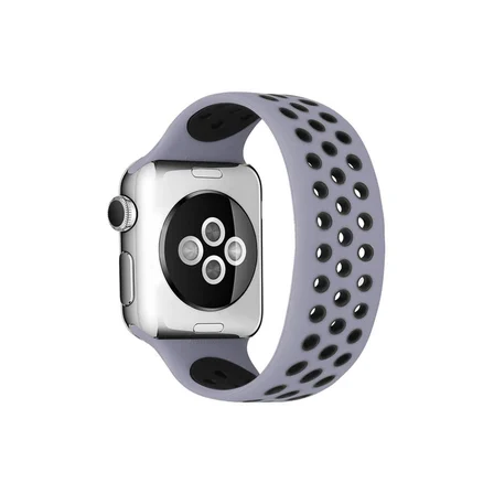 Watch 42mm Ayarlı Delikli Silikon Kordon - Gri-Siyah