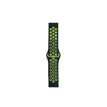 Watch 20mm Spor Delikli Kordon - Siyah-Yeşil