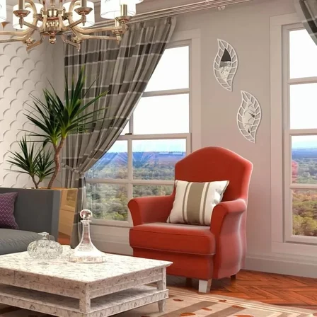 Mey İthalat® 2'li Set Kırılmaz Pleksi Dekoratif Duvar Aynası - 20x35 cm Yaprak Formlu 1. Sınıf Akrilik Ayna