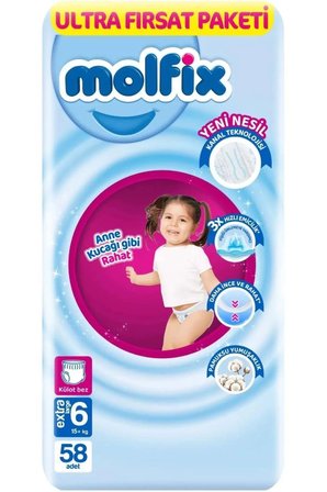 Mey İthalat®   Külot Bez Ultra Fırsat Paketi 6 Beden 15+ Kg 58 Adet