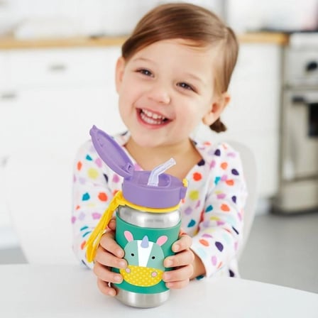 Mey İthalat®   Zoo Pipetli Paslanmaz Çelik Suluk 350 ml Unicorn