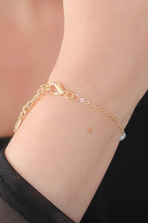 Mey İthalat® Gold Renk İnci Boncuk Model Kadın Bileklik