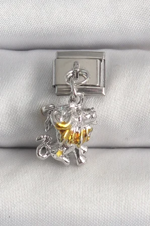 Mey İthalat® 316L Çelik Gümüş Renk Sallantı Aslan Model Nomination Charm