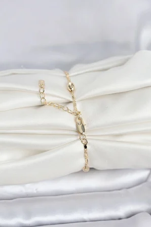 Mey İthalat® CM 14K Gold Renk Damla Topçuk Model Kadın Bileklik