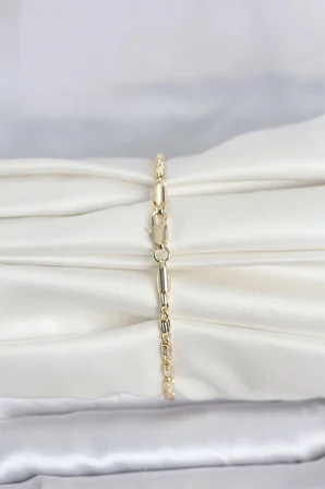 Mey İthalat® CM 14K Gold Renk Burgu Zincirli Model Kadın Bileklik