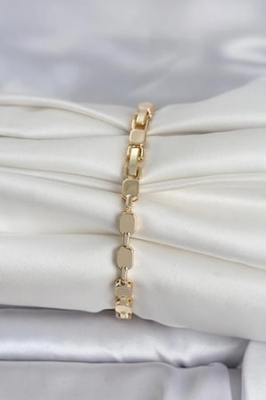 Mey İthalat® Pirinç Zirkon Taşlı Gold Renk Kadın Bileklik