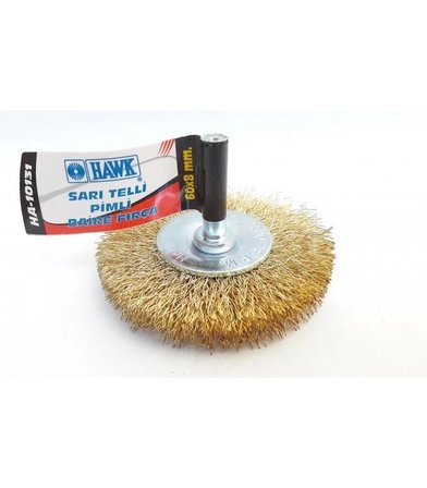 Mey İthalat® Hawk HA10131 Pimli Sarı Tel Daire Fırça 60x8 mm