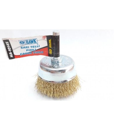 Mey İthalat® Hawk HA10145 Pimli Sarı Tel Çanak Fırça 50 mm