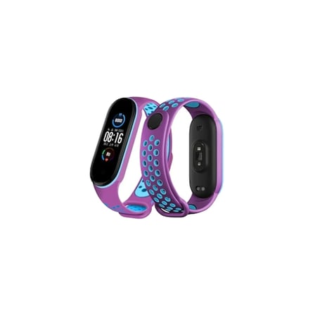 Mey İthalat®   Mi Band 7 Spor Delikli Kordon - Mor-Mavi