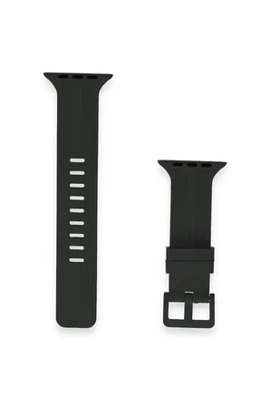 Mey İthalat®   Watch 38mm KR408 Çizgili Silikon Kordon - Siyah