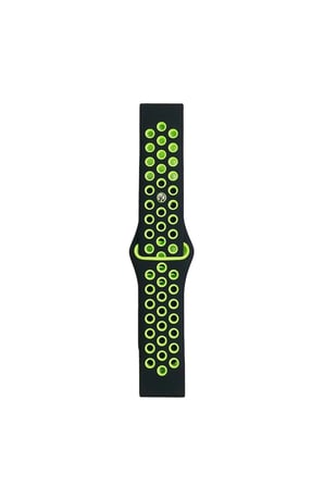 Mey İthalat®  Watch 20mm Spor Delikli Kordon - Siyah-Yeşil