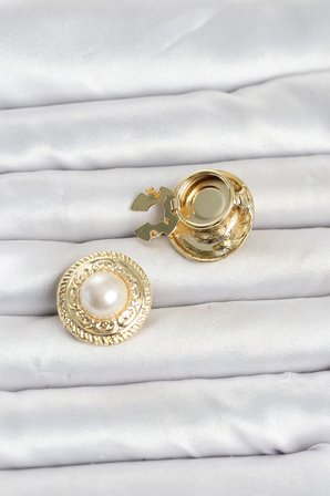 Mey İthalat® Gold Renk İncili Model Düğme veya Manşet Broşu