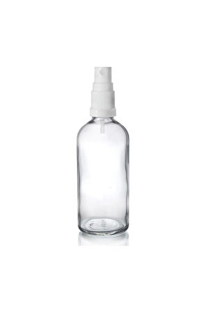 100 Ml Beyaz Parmak Sprey Kapaklı Şeffaf Cam Şişe 5 Adet