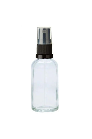 50ml Fısfıs Sızdırmaz Siyah Sprey Kapaklı Şeffaf Cam Şişe 6 Adet