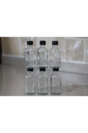 6 Adet Cam Şişe Oda Kokusu Esans Şişesi Çok Amaçlı Plastik Kapaklı Sızdırmaz 6x50ml