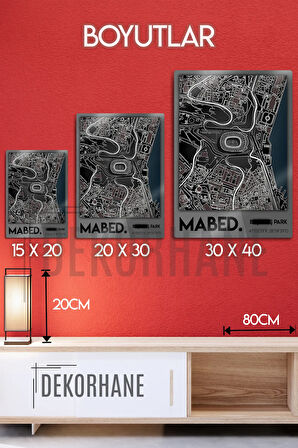 Metal 3D Baskı - Mabed Stadyum Kordinatlı, Siyah Beyaz Kara Kartal Taraftar Tablosu