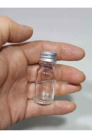 Gümüş Metal Kapaklı Çok Amaçlı 10ml Şeffaf Cam Şişe 10 Adet
