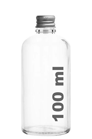 100 ml Metal Gümüş Kapak Şeffaf Cam Şişesi 5 Adet