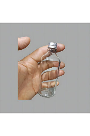 100 ml Metal Gümüş Kapak Şeffaf Cam Şişesi 5 Adet