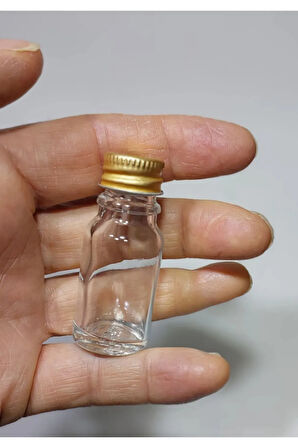 Altın Metal Kapaklı Çok Amaçlı 10ml Şeffaf Cam Şişe 10 Adet