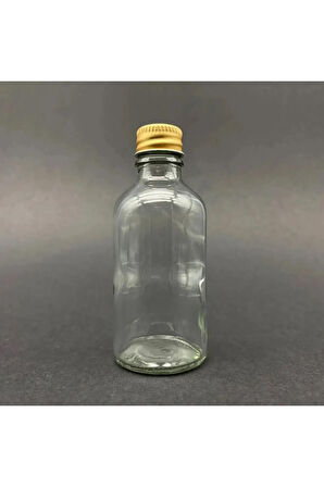 6 Adet 50ml Cam Şişe Küçük Gold Metal Kapaklı Çok Amaçlı Shot Şişesi 6x50ml