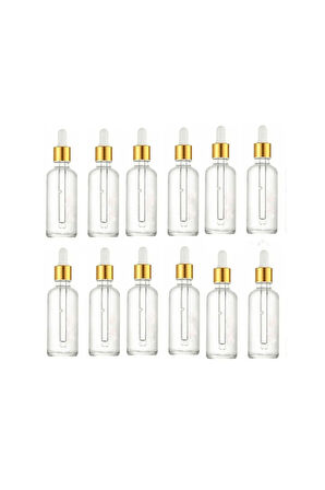 50 Cc Cam Damlalıklı Amber Şişe [50 Cc=50ml X 12 Adet] / Ecza Şişesi / Dropper Şişe şeffaf cam