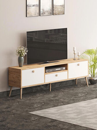 Beyza Ahşap Ayaklı 180 Cm Atlantik Beyaz Tv Sehbası