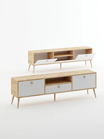 Beyza Ahşap Ayaklı 180 Cm Atlantik Beyaz Tv Sehbası