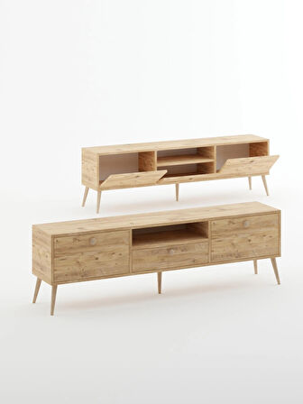 Beyza Ahşap Ayaklı 180 Cm Atlantik Çam Tv Sehbası