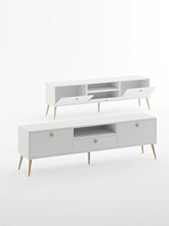 Beyza Ahşap Ayaklı 180 Cm Beyaz Tv Sehbası