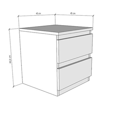 Umut Ceviz 45 Cm Komodin 2 Çekmeceli