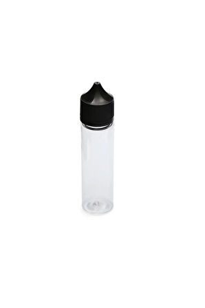 60 ml Gorilla - Pet Damlalık Şişe - Likit - Şeffaf - Siyah Kilit Kapaklı - Boş Şişe - 8 Adet