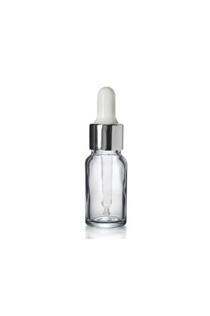 10 Ml Gümüş Başlıklı Damlalıklı Şeffaf Cam Şişe 5 Adet