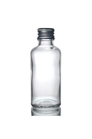 10 Adet Şeffaf Cam Shot Şişesi Sızdırmaz Silver Metal Kapaklı Koku Süs ÇokAmaçlı 50ml
