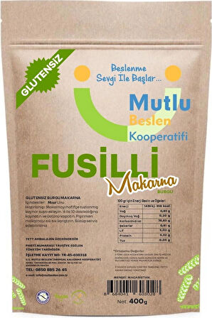 Glutensiz Fusulli Makarna 400 gr