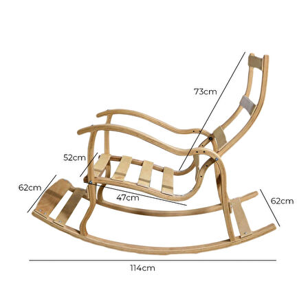 Ahşap Sallanan Sandalye - İnce Minderli Tekli Koltuk Ergonomik Dinlenme Koltuğu